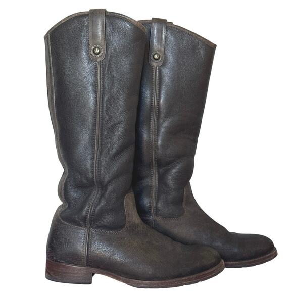 Frye Women's Melissa Button Tall Boots US 8B Shearling Lined Brown Leather - Picture 1 of 15